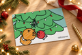 Full-bleed Christmas tree and cats postcard mockup