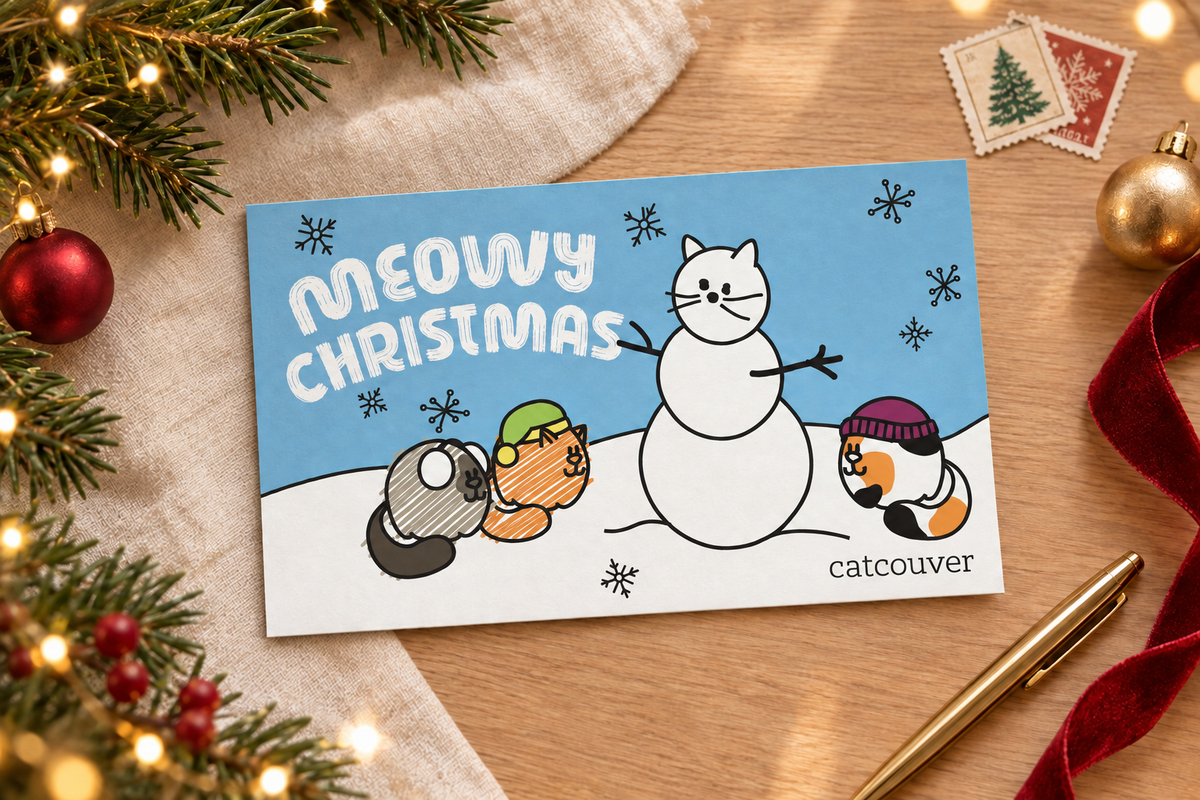Holiday postcard on a festive stationery desk without an envelope